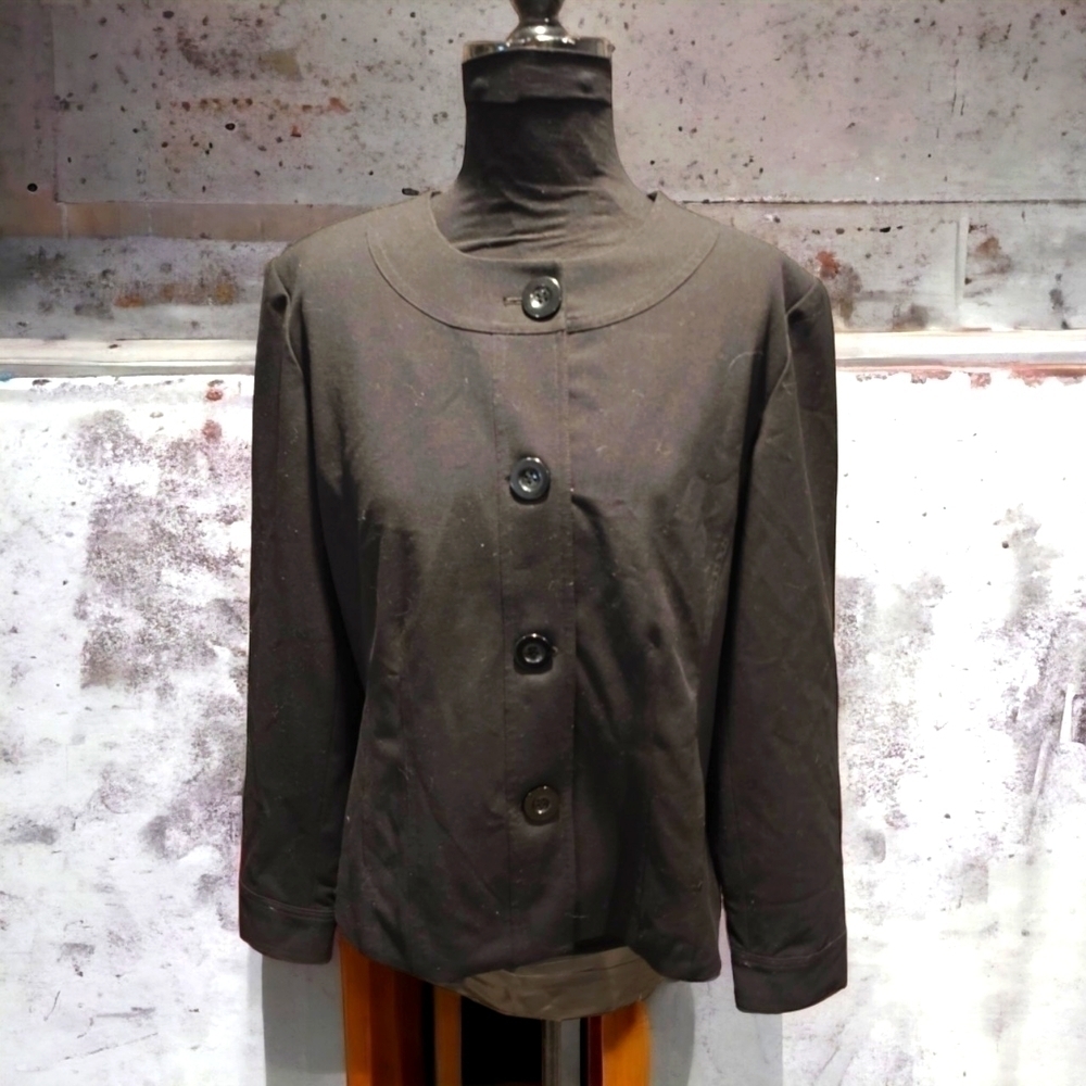 CHICO'S career button down black blazer jacket sz 2 M